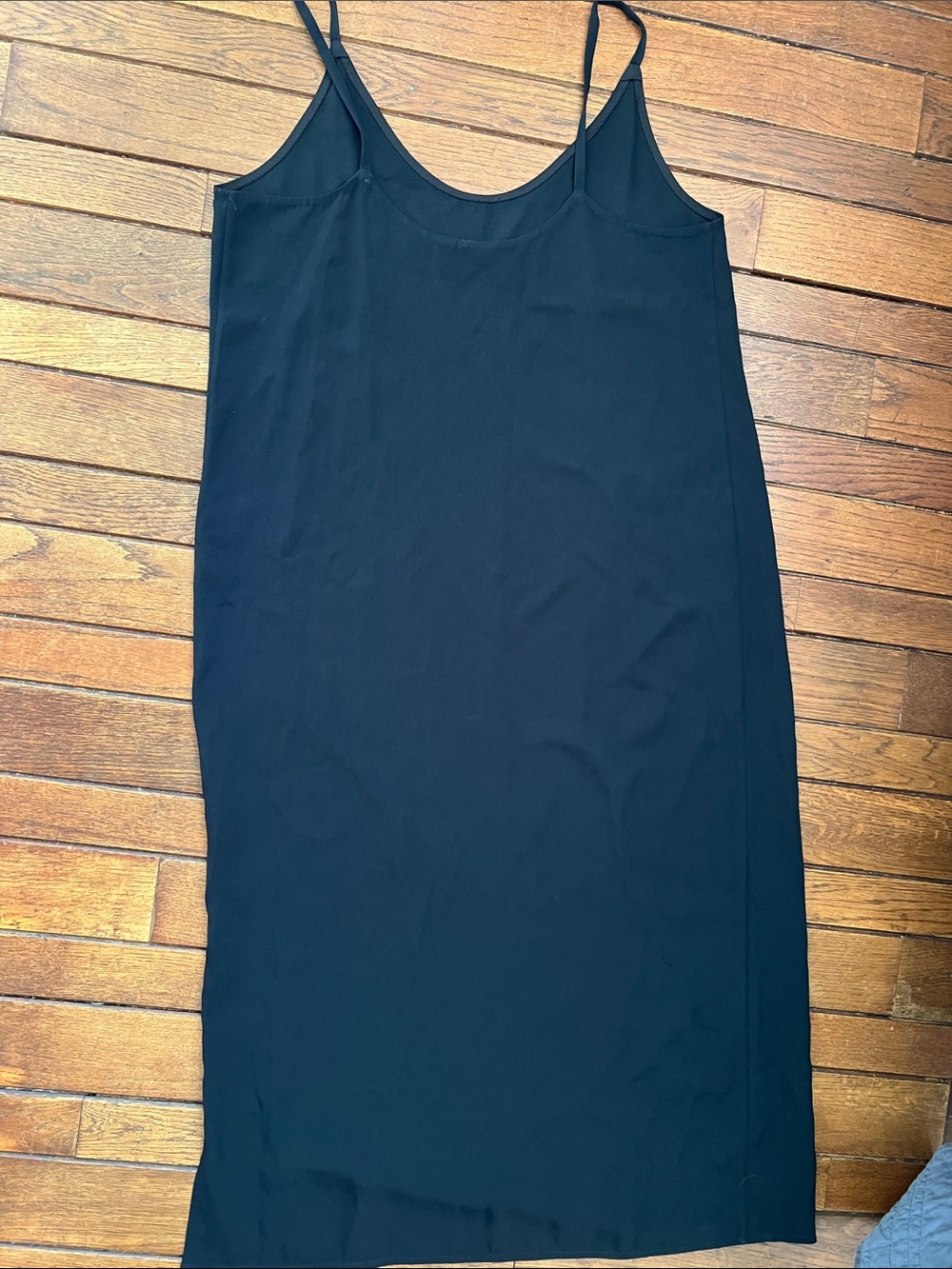 Everlane Black V-neck Side Slit Midi Slip Dress Size 8 Like New